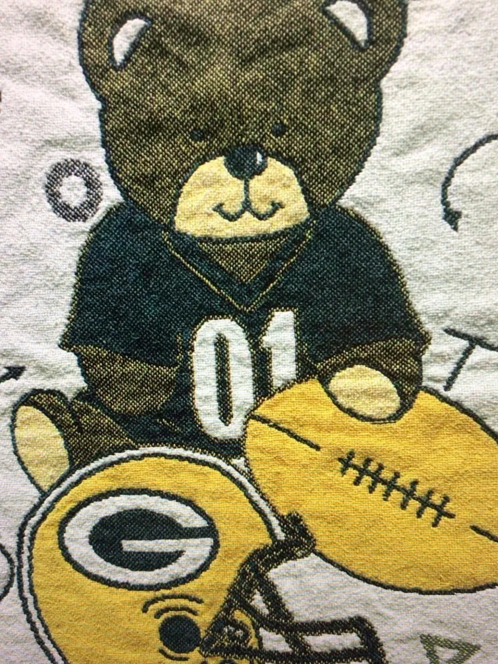 Teddy Bear Throw Blanket - White & Green